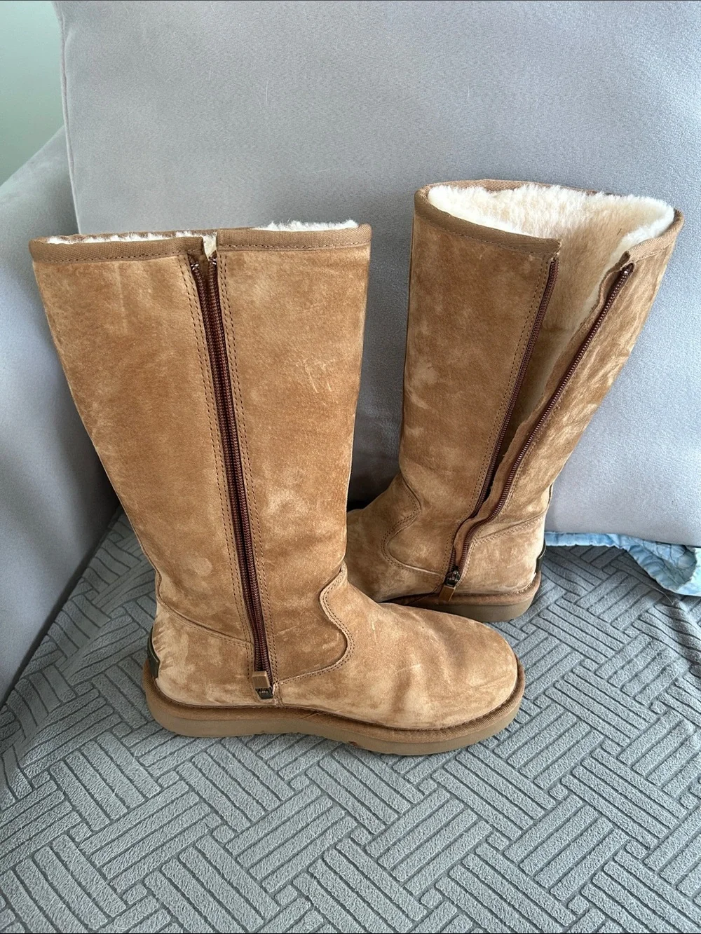 UGG Suede fleece Lined Tall Boots - Caramel